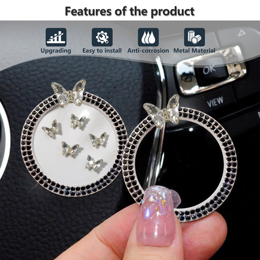 Transparent butterfly Car Bling Ring Emblem - Bling Car Accessories for Wowen