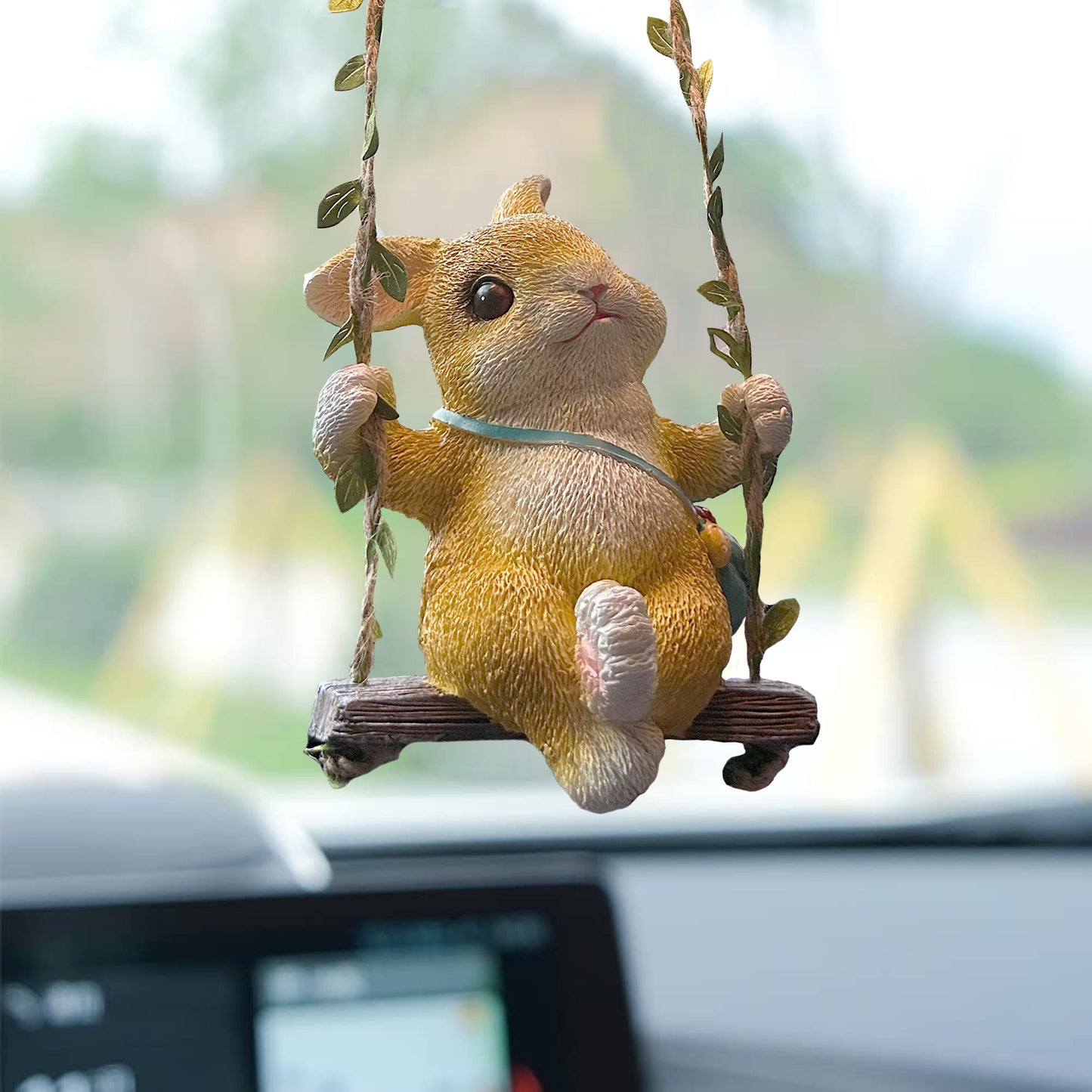 Cute resin rabbit,Car Rearview Mirror Pendant, Car Decor, Car Ornament
