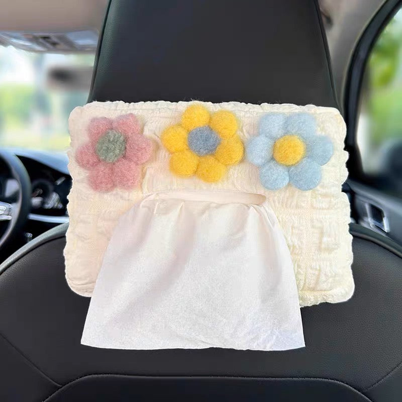 Car Tissue Holder - Mask Holder for Car - Daisy Flower Car Tissue Box Holder