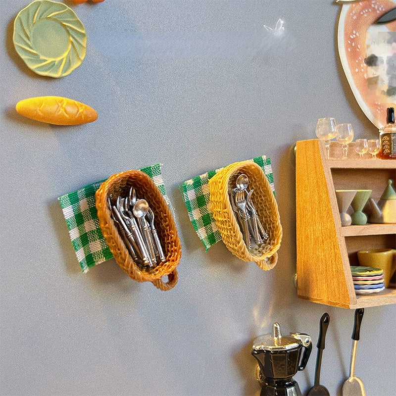 Mini Cutlery Storage Basket Fridge Magnets - Refrigerator - Creative Magnet - Magnet