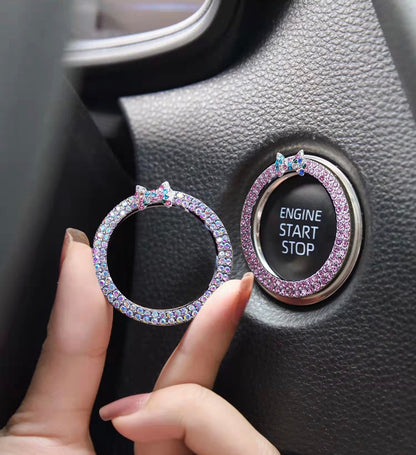 Car Bling Ring Emblem Car Accessories for Buttons & Knobs - Bling Car Decor